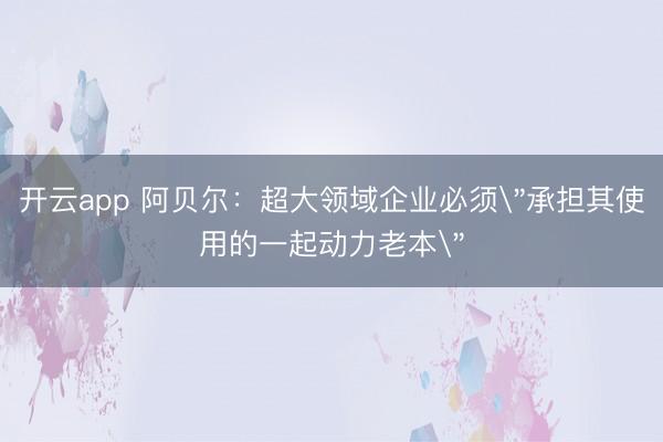 开云app 阿贝尔：超大领域企业必须
