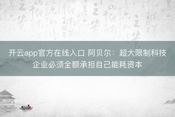 开云app官方在线入口 阿贝尔：超大限制科技企业必须全额承担自己能耗资本